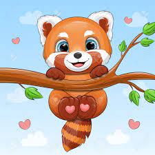 Cute Cartoon Red Panda On A Tree. Vector Illustration Of An Animal On A  Blue Background. Royalty Free SVG, Cliparts, Vectors, and Stock  Illustration. Image 188106465.