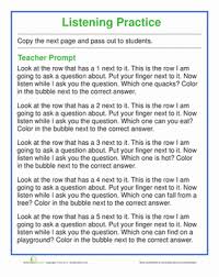 Listening Skills Quiz Worksheet Education Com Kindergarten Worksheets Listening Skills Kindergarten Math Worksheets Free