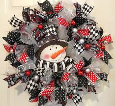 Black And White Deco Mesh Christmas Wreath Christmas Wreath Deco Mesh Wreath Holiday Wreath Seasonal Wreath Snowman Wreath Red W Deco Mesh Christmas Wreaths Christmas Mesh Wreaths Christmas Wreaths