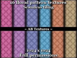 Download floral pattern tileable stock vectors. Second Life Marketplace 16 Floral Patterns 1024x1024 Seamless Tiling Full Perm