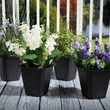 Plastic Flower Pots 6 X 6 Set Of 4 By Pure Garden Walmart Com In 2020 Flower Pots Plastic Flower Pots Pure Garden