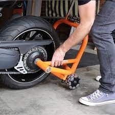 Move Your Bike With Ease Dynamoto Rolling Motorcycle Stand Industrial Tough Multi Directional Wheels Allow Fu Motorcycle Garage Bike Motorcycle Accessories