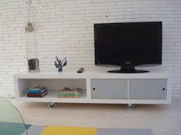 We wanted a big media console for our 50″ tv, but we didn't want a standard ikea stand or a $1000 console from west elm. Semi Home Made Lackured Media Cabinet Ikea Hackers Small Tv Room Small Media Cabinet White Gloss Cabinets