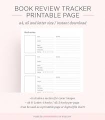 Book Review Tracker Printable Book Journal Log Planner List Discbound Bullet Journal Planner Insert A4 A5 Letter Instant Download Book Review Journal Printable Books Printables
