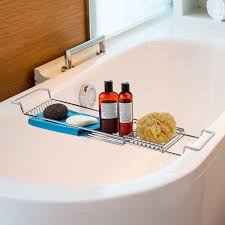 The bathtub is where all of your stress can be washed away with lovely scents and gentle bubbles. Home Intuition Stainless Steel Expandable Shower Bathtub Tray Over The Clawfoot Tub Bath Caddy Home Kitchen Storage Organization