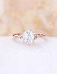 Vintage Moissanite Engagement Ring Rose Gold Engagement Ring Oval Moissanite Ring Synthesis Diamond Cluster Ring Wedding Bridal Anniversary Rose Gold Engagement Ring Vintage Rose Gold Oval Engagement Ring Moissanite Engagement Ring