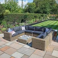 Bainbridge 3 piece l sectional with 45 degree corner. 9 Piece Mayfair Modular Rattan Garden Furniture Set U Rattan Garden Furniture Sets Rattan Garden Furniture Garden Furniture Sets