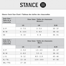 Stance Socks Size Chart Www Bedowntowndaytona Com