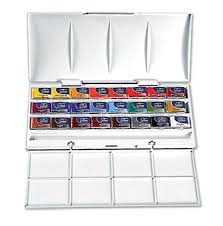 Compact Set Beautifully Designed White Plastic Palette Box With Slide Out Mixing Tray Watercolor Paint Set Discount Art Supplies Winsor And Newton Watercolor