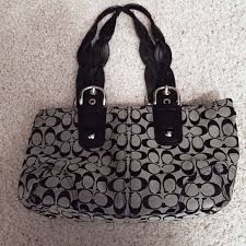 Black And Grey Coach Purse Large Grey Black Coach Purse Barely Worn Black Coach Purses Coach Purses Worn
