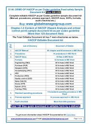 Hacccp Document Manual Procedure Hazard Analysis Safety Management System Procedure