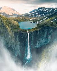 Mardalsfossen Waterfall Looks Like A Floating Island In The Sky You Better Dont Show To Flatearthlers 3000 Cool Places To Visit Waterfall Beautiful Waterfalls