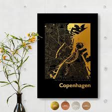 Map of copenhagen area hotels: Unique Black Map Posters With Foil Print Of Copenhagen 44spaces