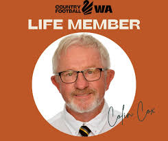 CONGRATULATIONS To Geraldton's very own Colin Cox for receiving Life  Membership of Country Football WA!! Your years of hard work and service to  WA Football and the GNFL are incredible!! Congratulations!