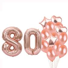 Living long enough to see your 80th birthday is quite a feat! Sweet 80th Birthday Decorations Party Supplies Rose Gold Number 80 Balloons 80th Foil Mylar Balloons Latex Balloon Decoration Great 80th Birthday Gifts For Girls Women Men Photo Props Buy Online In Bahamas At Bahamas Desertcart Com Productid 197933208