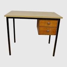 Bureau bois recycle metal 2 tiroirs brisbane. Bureau Vintage Pieds Metal Plateau Formica 2 Tiroirs Bois Le Palais Des Bricoles