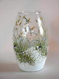 Glass Vase With Beach Scene Add Some Sand A Few Pebbles A Small Piece Of Driftwood From Your Favorite Be Glass Painting Wine Glass Art Painting Glassware