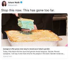 Tweet Lasagna Gender Reveals Know Your Meme