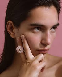 Daisy Flower Ring Big Pink Opal Pink Tourmaline