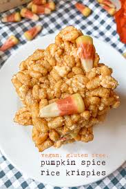No more boring rice krispie treats! No Bake Pumpkin Spice Rice Krispie Treats Gluten Free Vegan Simply Taralynn Food Lifestyle Blog