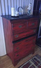 After Distressed Red N Black Dresser Black Distressed Dresser Distressed Dresser Red Painted Furniture