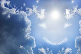 Smiley in the Sky from Cloud Shines the Sun Blue the Sky. Heaven Stock  Photo