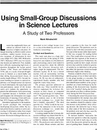 Using Small-Group Discussions in Science Lectures: A Study of Two  Professors: College Teaching: Vol 47, No 1
