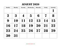 Maybe you would like to learn more about one of these? Free Download Printable August 2020 Calendar Large Font Design Holidays On Red