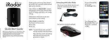 View and download cobra iradar quick start manual online. Irad100 Radar Detector With Bluetooth User Manual Cobra Electronics