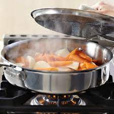 Sauté pan deeper than a traditional fry pan, the sauté pan features a large surface area and tall, straight sides that hold in juices, prevent splattering, and allow for easy turning with a spatula. All Clad D5 Stainless Steel Saute Pan Williams Sonoma