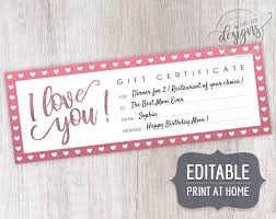 Birthday Gift Card Print Out Gift Certificate Printable Editable Template Personalized Love Gift Coupon Birthday Anniversary Wedding Last Minute Gift Instant Download Printable Gift Certificate Gift Certificate Template Gift Coupons