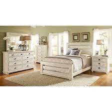 This wood panel bed features intricate detailing with a center stripe down the middle of the headboard and footboard. Willow Slat Bedroom Set Distressed White Progressive Furniture 14 Reviews Furniture Cart