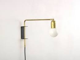 brass swing wall lamp with wall bracket and plug and switch etsy brass lamp wall lamp wall mounted bedside lights