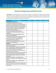 vendor comparison and matrix tool