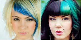 To complete the hairstyle, have asymmetrical bangs on the same side of the bun for that sexy look. Coloured Bangs Hairstyle Askhairstyles