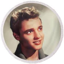 Sal Mineo, Vintage Actor Round Beach Towel by Esoterica Art Agency