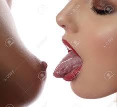 Woman Stretches Tongue To Naked Breast Of Mistress Stock Photo, Picture And  Royalty Free Image. Image 134783002.