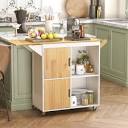 Winston Porter 37.8" Wide Rolling Kitchen Island with Solid Wood ...