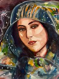 The girl and the colorful dress” watercolor painting Paintings