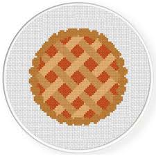 Model stitched on 14 count white aida fabric. Whole Apple Pie Cross Stitch Pattern Daily Cross Stitch