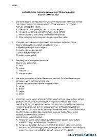Santi membaca novel terjemahan cewek paling badung di sekolah karya enyd bliton untuk mengerjakan tugas bahasa indonesia menganalisis unsur intrinsik novel. Latihan Soal Bahasa Indonesia Aspd Worksheet