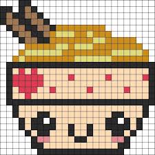 Cute Ramen Pattern Pixel Art Nourriture Perles Hama Kawaii Dessin Petit Carreau