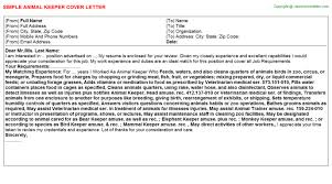 Animal Keeper Cover Letter