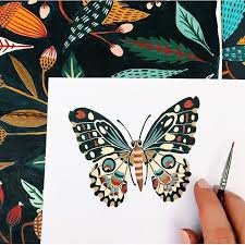 Blick Art Materials On Instagram Check Out The Pretty Colors And Details Of This Butterfly Amber Davenpor Gouache Art Butterfly Art Painting Art Projects