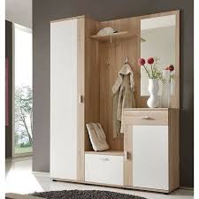 Mobile Ingresso Appendiabiti Corridoio Guardaroba Con Specchio Rovere E Bianco