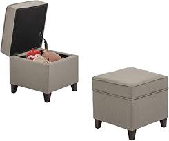 They are ideal for a large seating area. Amazon Com Adeco Fabric Ottoman With Storage Chest And Footrest Square Seat 18x18x15 Light Brown Kitchen Dining