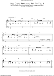 Kiss God Gave Rock And Roll To You Ii Sheet Music For Piano Solo Beginners