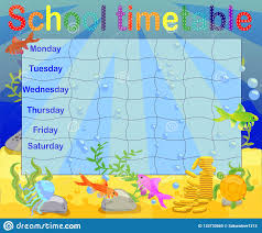 School Timetable With Marine Themes Table Underwater World