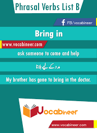 Bring In Phrasal Verb With Hindi And Urdu Meanings And Sentence Download Pdf Verbs List Verb List