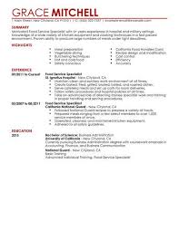 Catering resume sample one is one of three resumes for this position that you may review or download. Simple Food Service Specialist Resume Example Livecareer